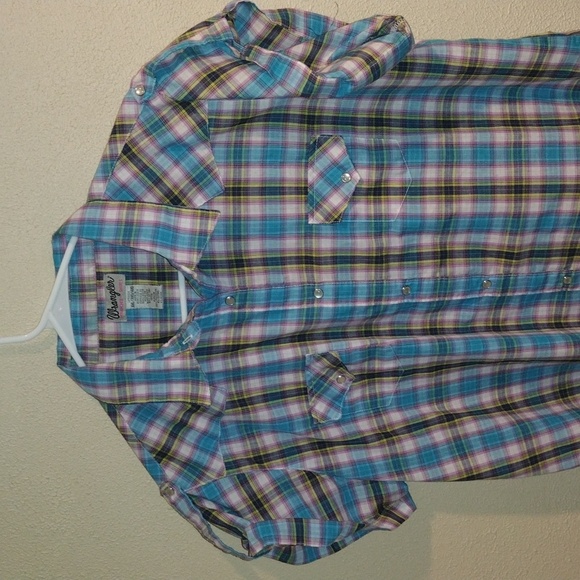 Rancher by Wrangler pearl Snap button up shirt short sleeve Western Plaid XXL - Picture 2 of 6